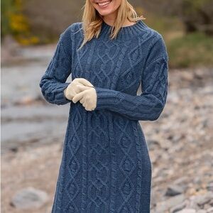 NWT House of Bruar Ladies Pure New Wool Aran Cable Knit Dress